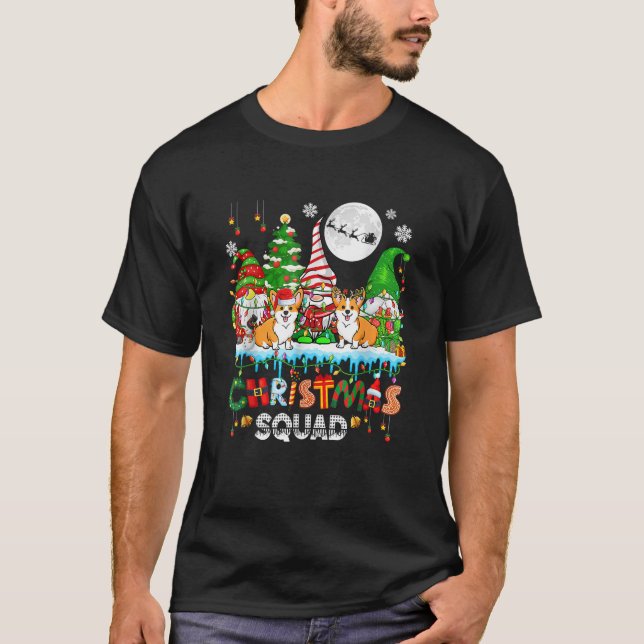 Christmas Squad Santa Reindeer Corgis With Three G T-Shirt (Front)