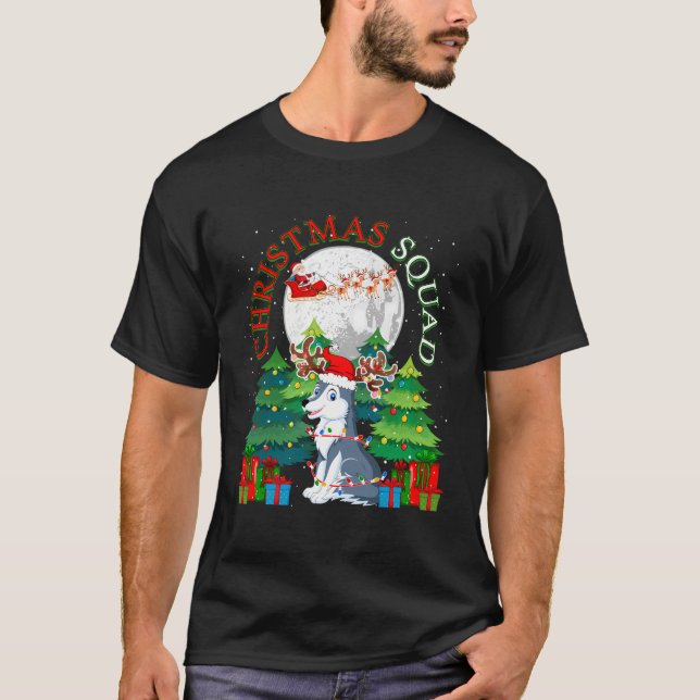 Christmas Squad Santa Reindeer Wolf Xmas Lover Kid T-Shirt (Front)