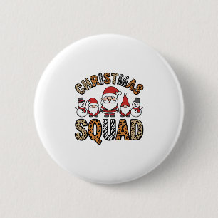 Christmas Squad Santa Snowman Leopard Print Design 6 Cm Round Badge