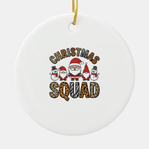 Christmas Squad Santa Snowman Leopard Print Design Ceramic Tree Decoration