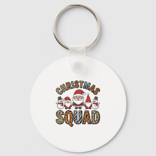 Christmas Squad Santa Snowman Leopard Print Design Key Ring