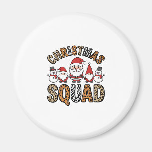 Christmas Squad Santa Snowman Leopard Print Design Magnet