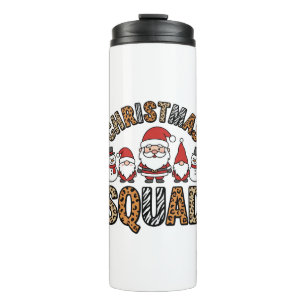 Christmas Squad Santa Snowman Leopard Print Design Thermal Tumbler