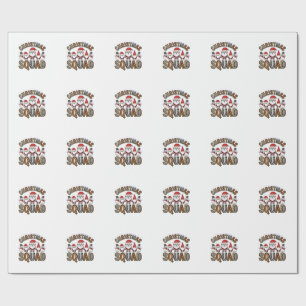 Christmas Squad Santa Snowman Leopard Print Design Wrapping Paper