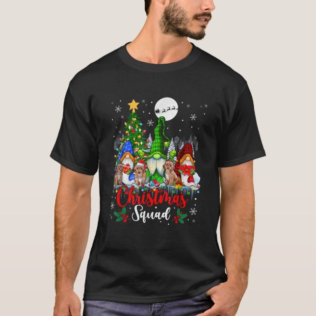 Christmas Squad Three Santa Elf Cockapoos Gnomes X T-Shirt (Front)