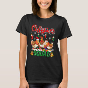 Christmas Squad Three Santa Reindeer Elf Chickens T-Shirt
