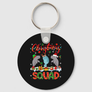 Christmas Squad Three Santa Reindeer Elf Manatees Key Ring