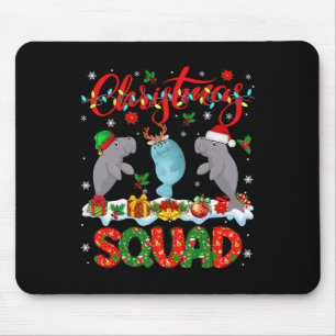 Christmas Squad Three Santa Reindeer Elf Manatees  Mouse Mat