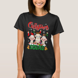 Christmas Squad Three Santa Reindeer Elf Sheep Far T-Shirt