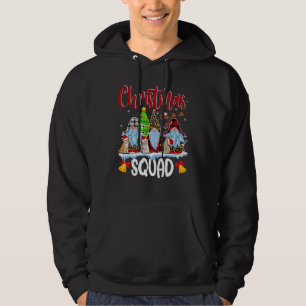 Christmas Squad White Leopard Red Plaid Gnomes Cat Hoodie