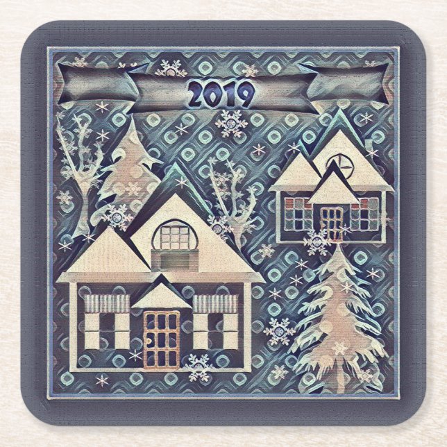 Christmas Square Paper Coaster (Front)