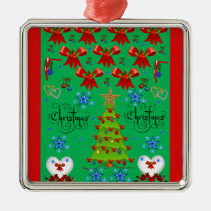 Christmas square premium ornament green