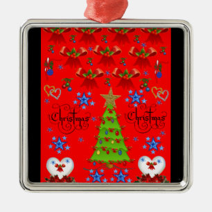 Christmas square premium ornament red