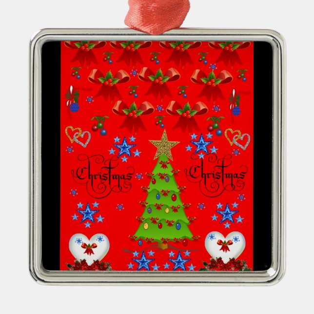 Christmas square premium ornament red (Front)