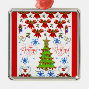 Christmas square premium ornament white