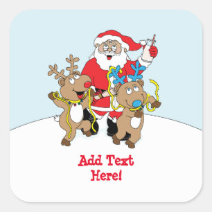 Christmas Square Stickers Santa Claus Personalise