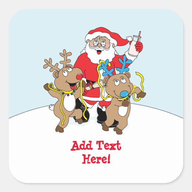 Christmas Square Stickers Santa Claus Personalise (Front)