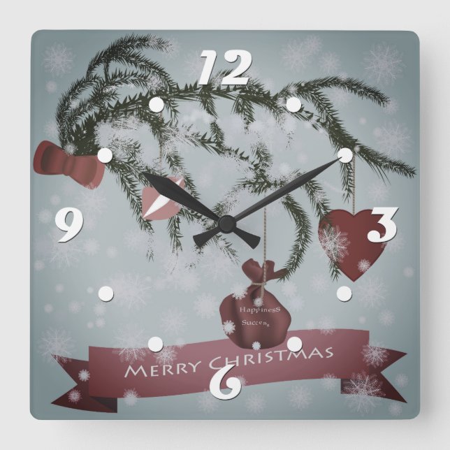 Christmas Square Wall Clock (Front)