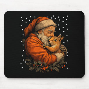 Christmas Squirrel And Santa Claus Forest Animal W Mouse Mat