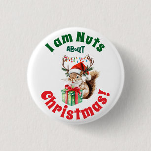 Christmas Squirrel & Antlers & Gift Box Button