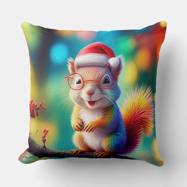 Christmas Squirrel As Santa Claus-56765 Cushion (Front)
