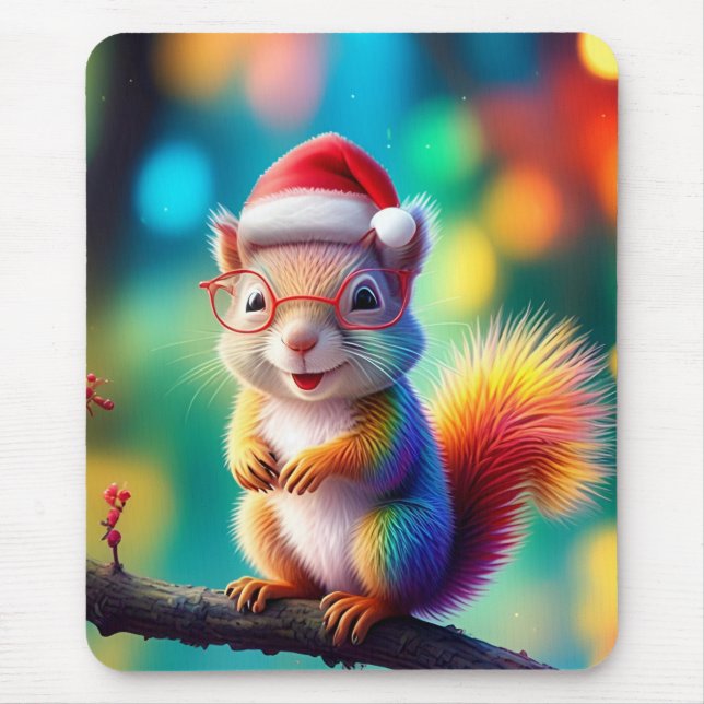 Christmas Squirrel As Santa Claus-56765 Mouse Mat (Front)