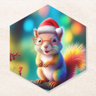 Christmas Squirrel As Santa Claus-56765 Paper Coaster