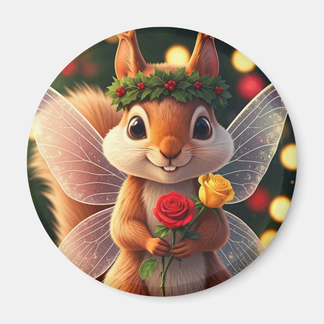 Christmas Squirrel Fairy Magnet (Front)