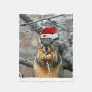 Christmas squirrel fleece blanket