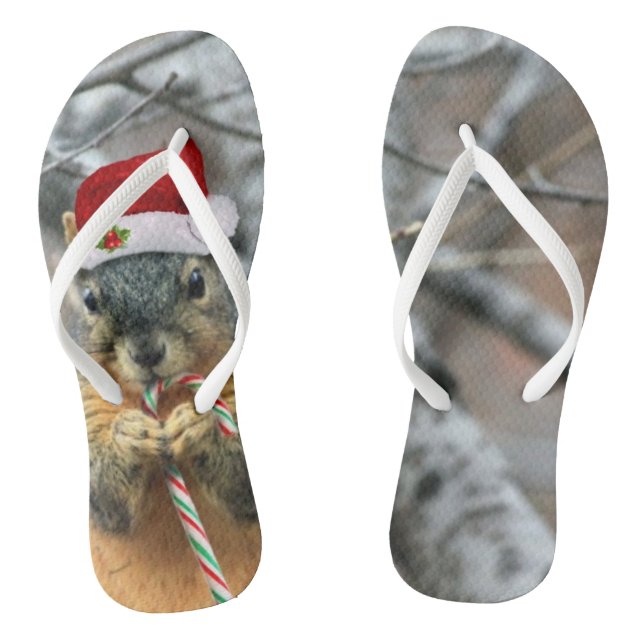 Christmas Squirrel Flip Flops (Footbed)