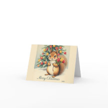 Christmas Squirrel Greeting Card - Blank Inside