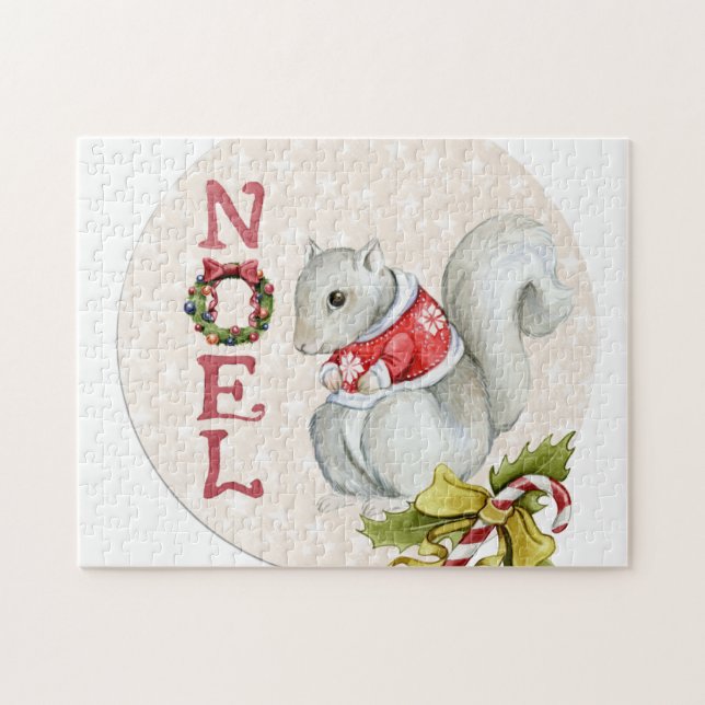 Christmas Squirrel Illustration Jigsaw Puzzle (Horizontal)