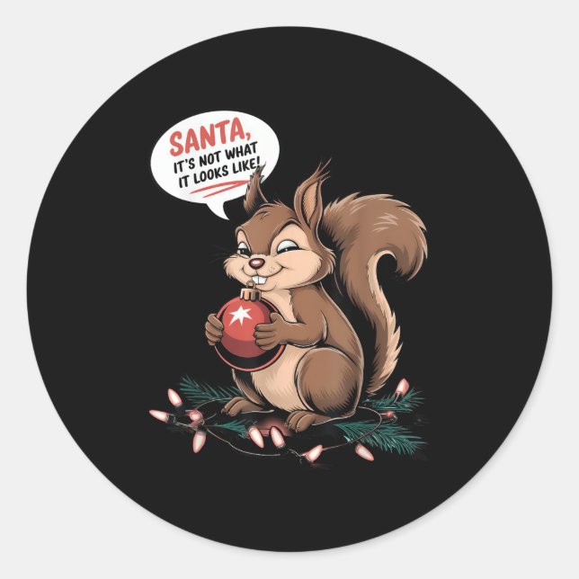 Christmas Squirrel Lights Mpy Squirrel Xmas Orname Classic Round Sticker (Front)