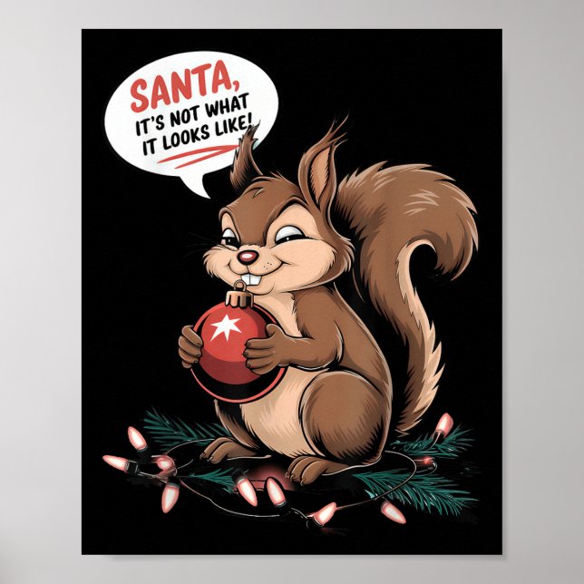 Christmas Squirrel Lights Mpy Squirrel Xmas Orname Poster (Front)
