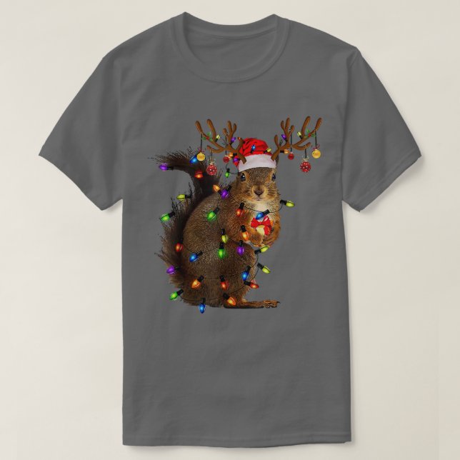 Christmas Squirrel Lights  T-Shirt (Design Front)