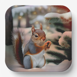 Christmas Squirrel Paper Plate