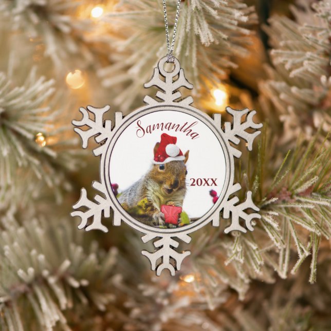 Christmas Squirrel personalised ornament (Tree)