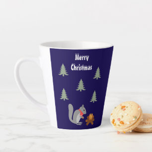 Christmas Squirrel Roasting Hazelnuts on Log Fire Latte Mug