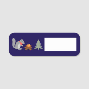 Christmas Squirrel Roasting Hazelnuts on Log Fire Name Tag