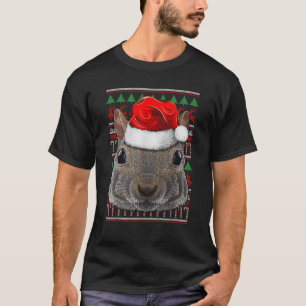 Christmas Squirrel Santa Hat Cute Animal Ugly Xmas T-Shirt