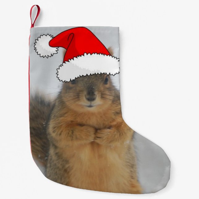 Christmas Squirrel Small Christmas Stocking (Front)