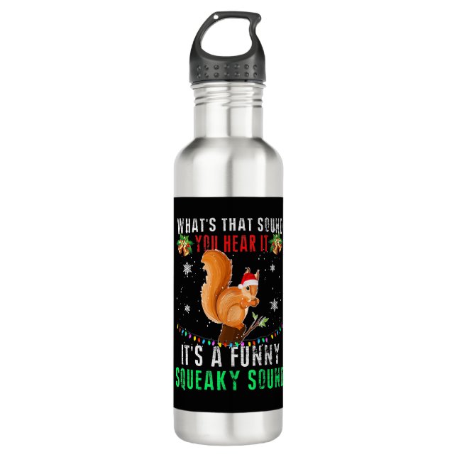 Christmas Squirrel Ugly 710 Ml Water Bottle (Front)