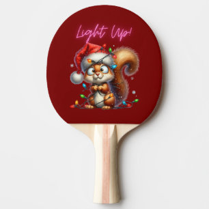 Christmas Squirrel with Festive Lights Card Ping Pong Paddle