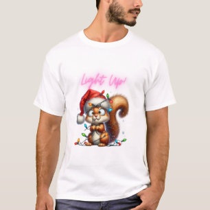 Christmas Squirrel with Festive Lights Card T-Shirt