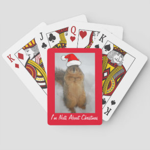 Christmas Squirrel with Santa Claus Playing Cards