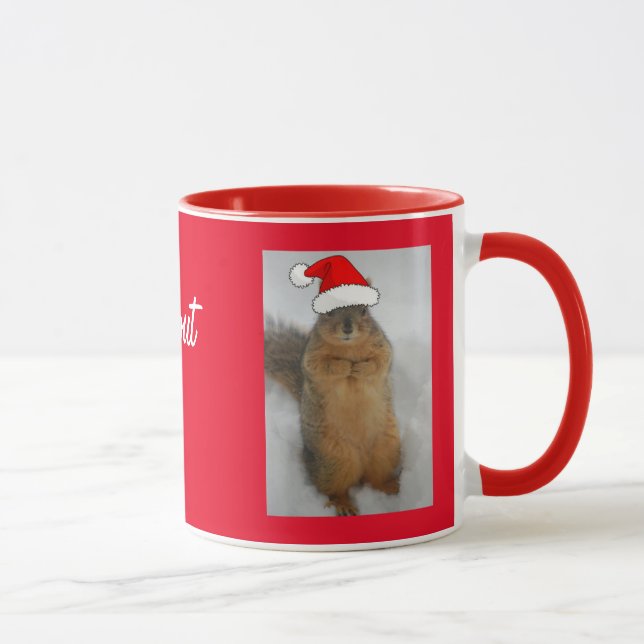 Christmas Squirrel with Santa Hat Mug (Right)