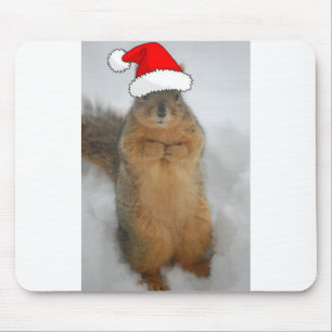 Christmas Squirrel with Santa Mouse Mat