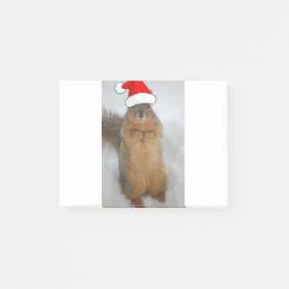 Christmas Squirrel with Santa Post-it Notes