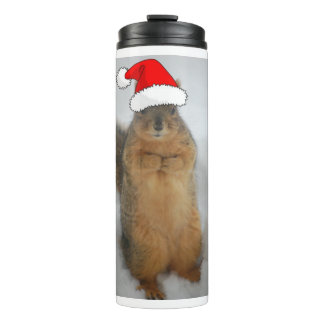 Christmas Squirrel with Santa Thermal Tumbler
