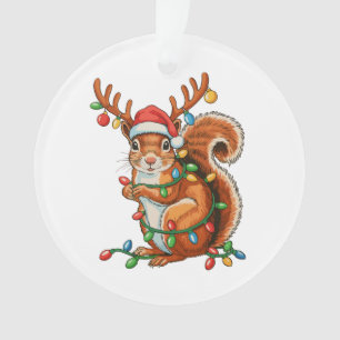 Christmas Squirrel Xmas Lights Cute Holiday Season Ornament